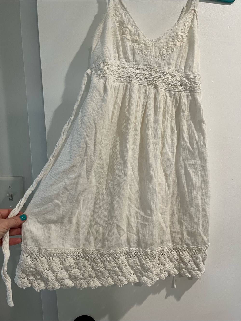 O'Neill Cream Lace-Trim Cotton Sundress - Picture 3 of 11